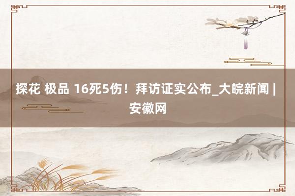 探花 极品 16死5伤！拜访证实公布_大皖新闻 | 安徽网