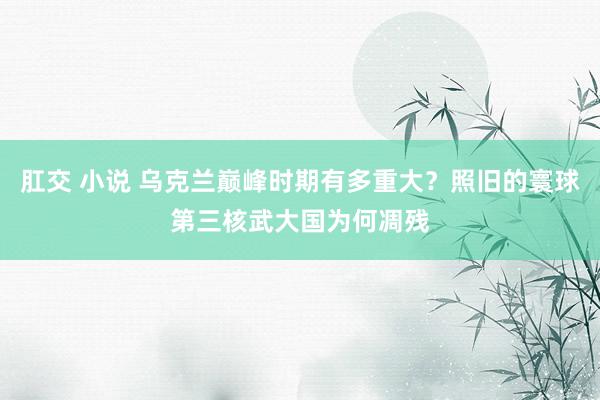 肛交 小说 乌克兰巅峰时期有多重大？照旧的寰球第三核武大国为何凋残